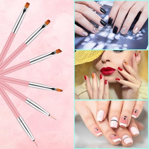 11PCS Nail Art Brushes & Nail Dotting Tools,Double Ended Tipped Silicone Pink