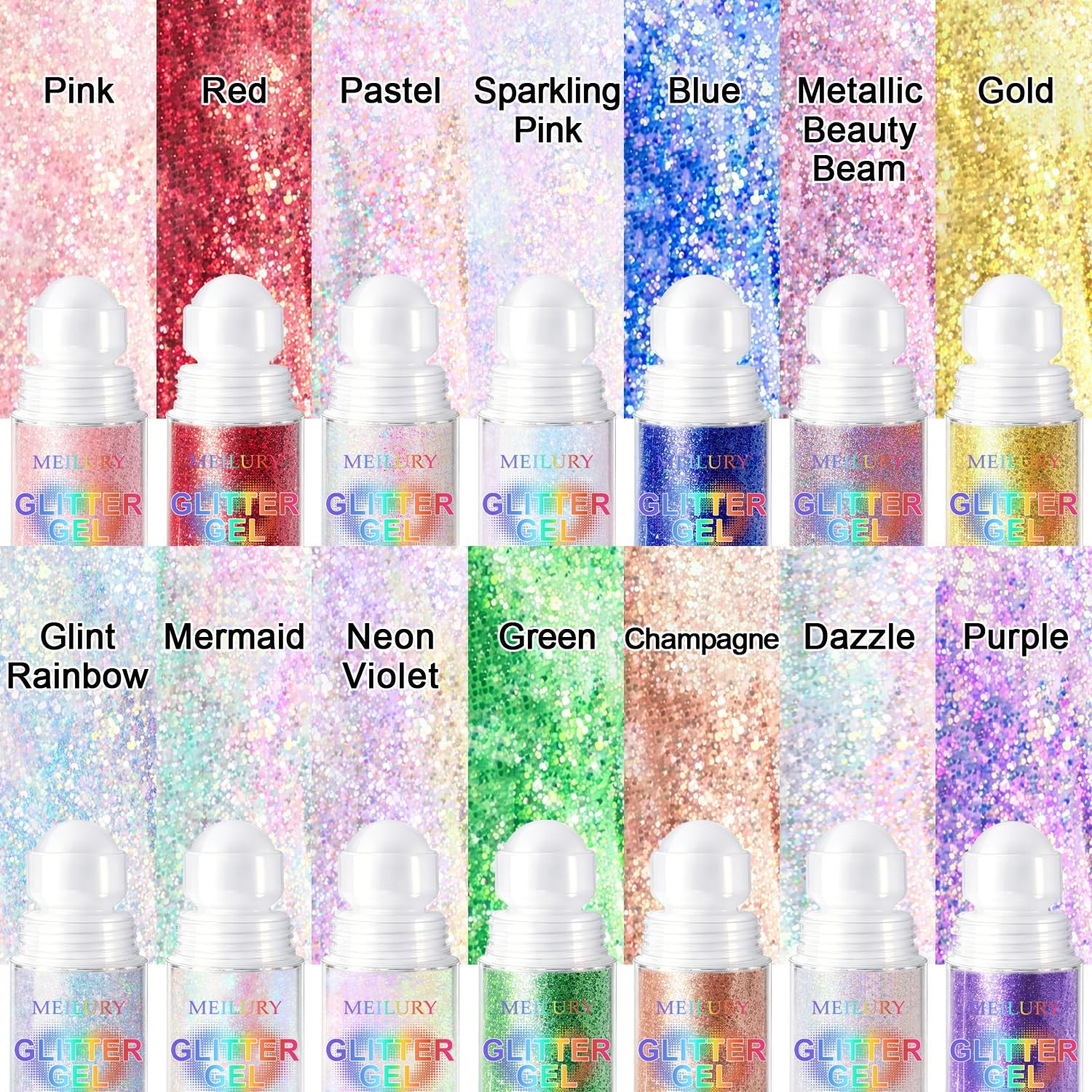 Meilury Body Glitter Gel 2PCS Sparkling Pink
