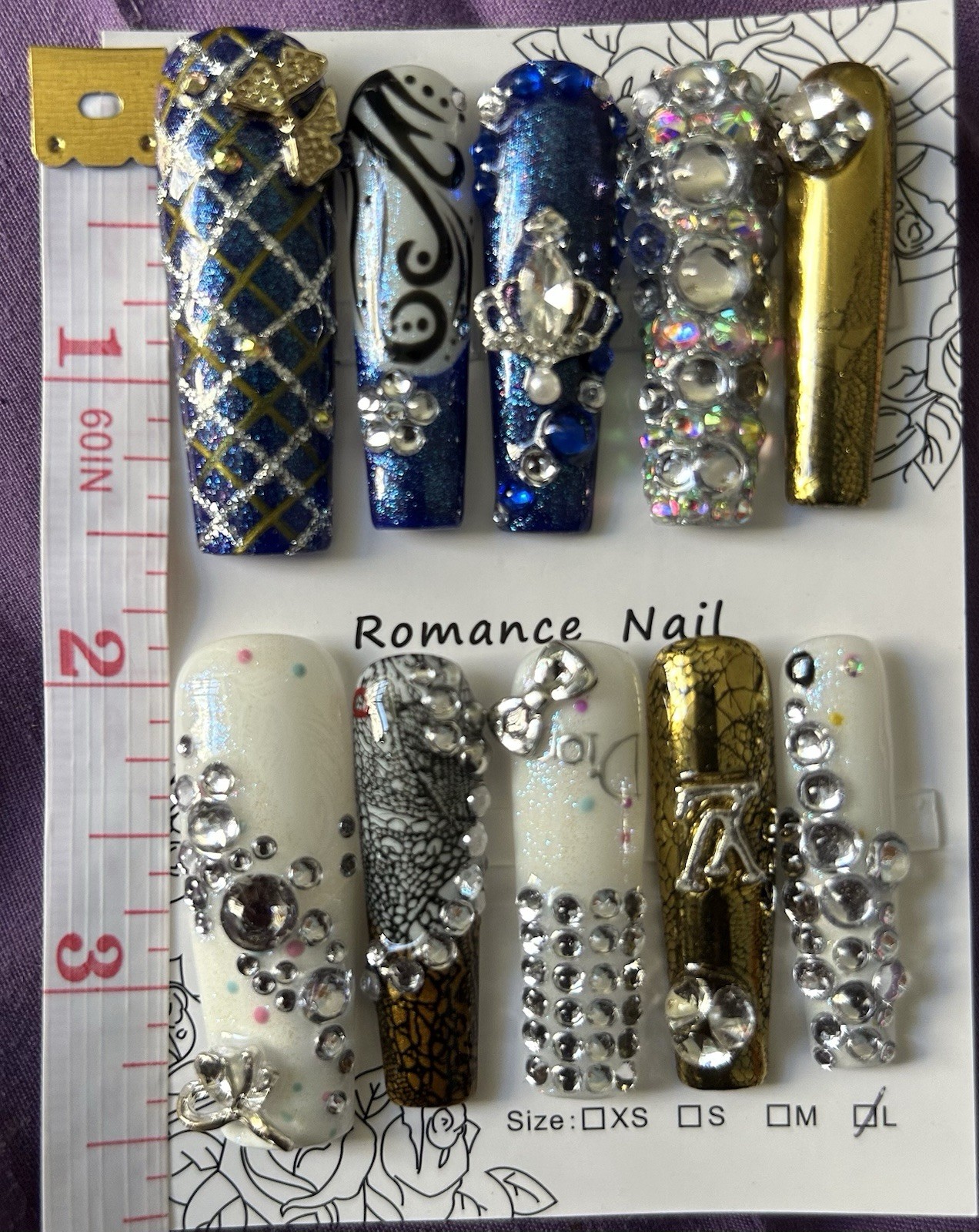 Acrylic Bling Extra Long Coffin Press-On Nails