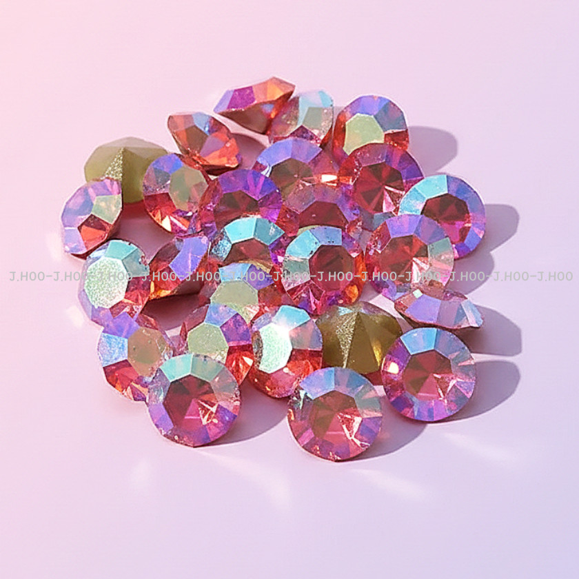Preciosa Czech Rose AB V-Cut Round Stone Pointed Back