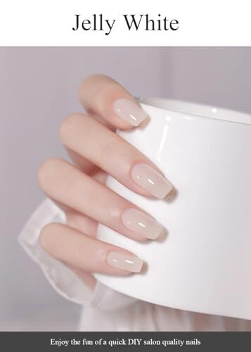 Semi Cured Gel Nail Strips (Jelly White)-20 PCS Gel Nail Stickers | Gel Nail