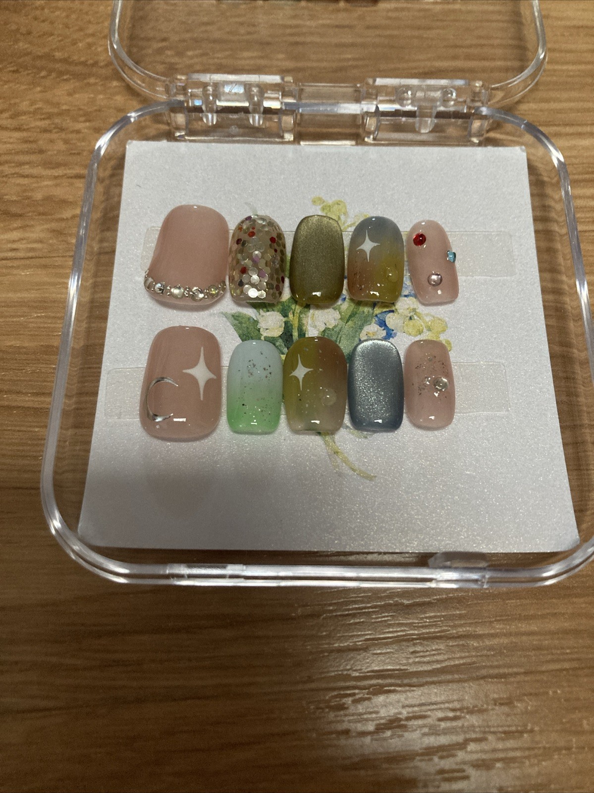 UNUSED Y2K Abstract Press On Nails Short Rectangle
