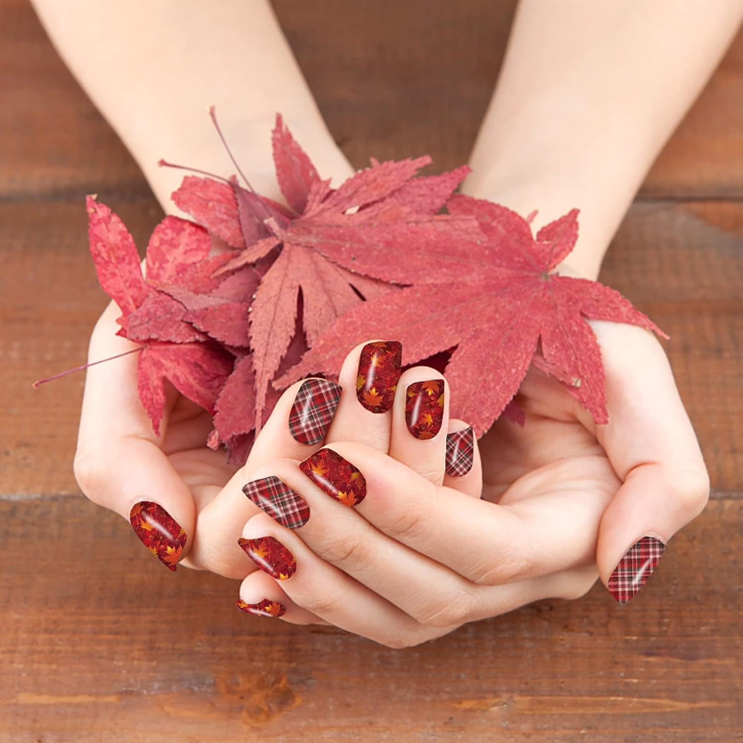 12 Sheets Fall Nail Wraps Stickers DIY Maple Leaf Nail Art + 2 Nail Files
