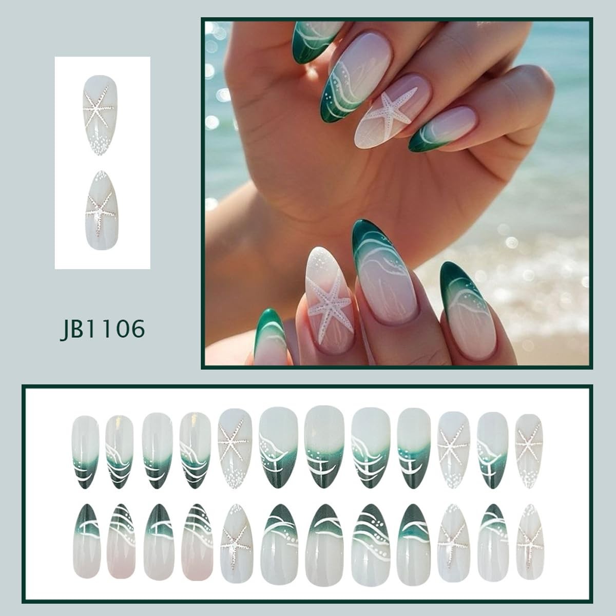 KASOICRA Medium XJXR12 starfish ocean wave press ons