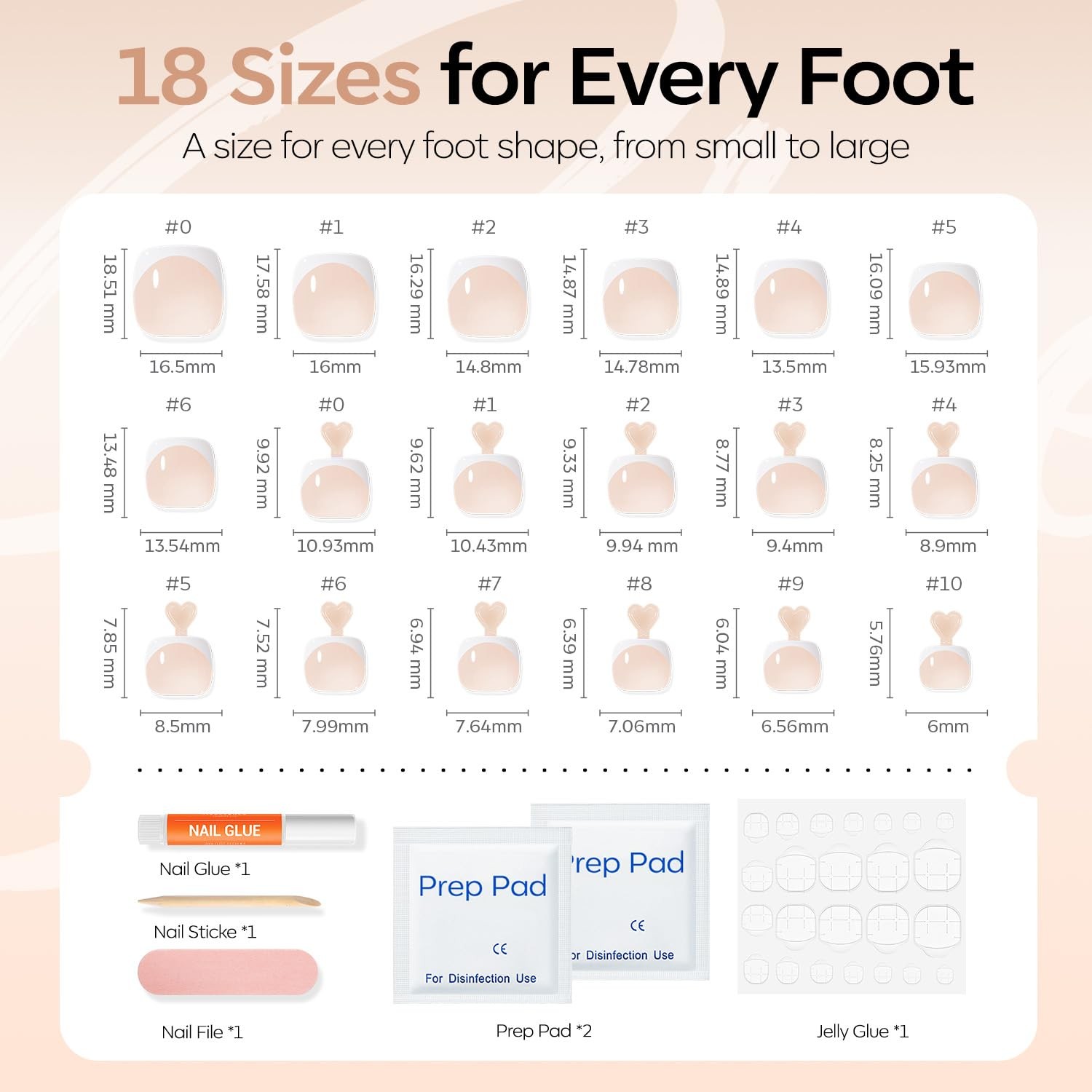 Press on Toenails Short, Nude French Tip Toe Nails A1-Nude French short