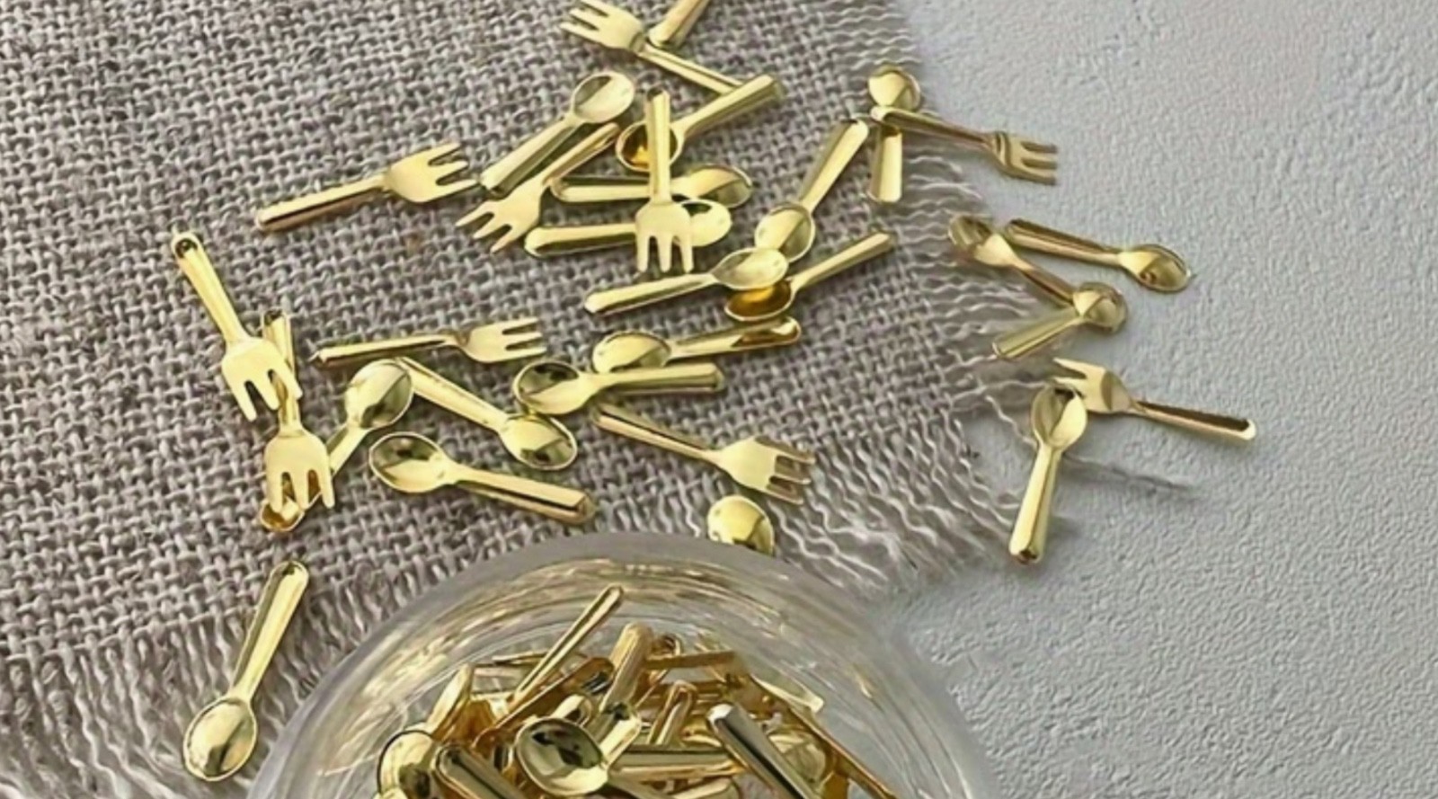 15 Pcs gold tiny spoons forks Charm Cute 3D Decoration DIY Mini Designs