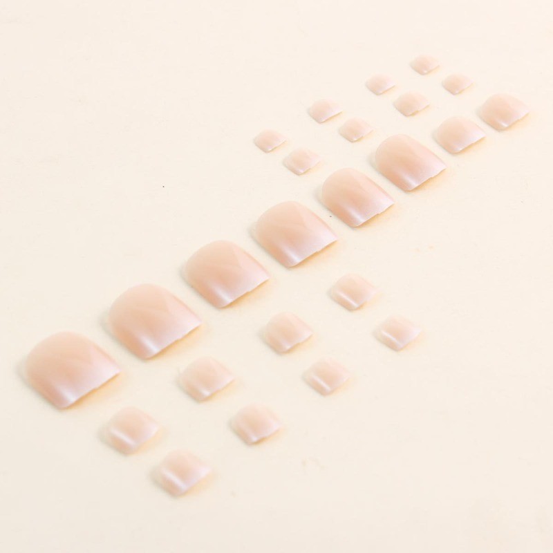 48P Short Square Toe Press on Nails, Nude Pink Ombre Simple Fake Toenails