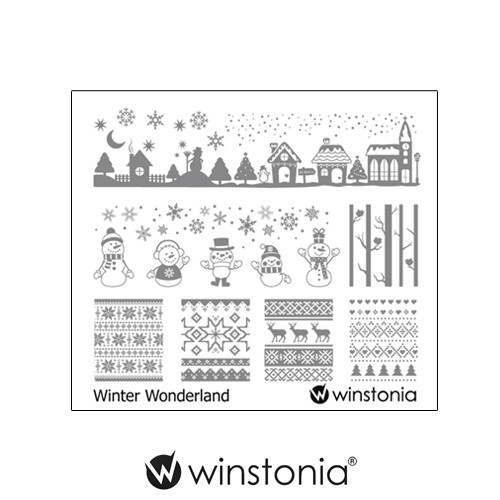 Winstonia Nail Art Stamping Image Plate Christmas WINTER WONDERLAND Holiday Fun