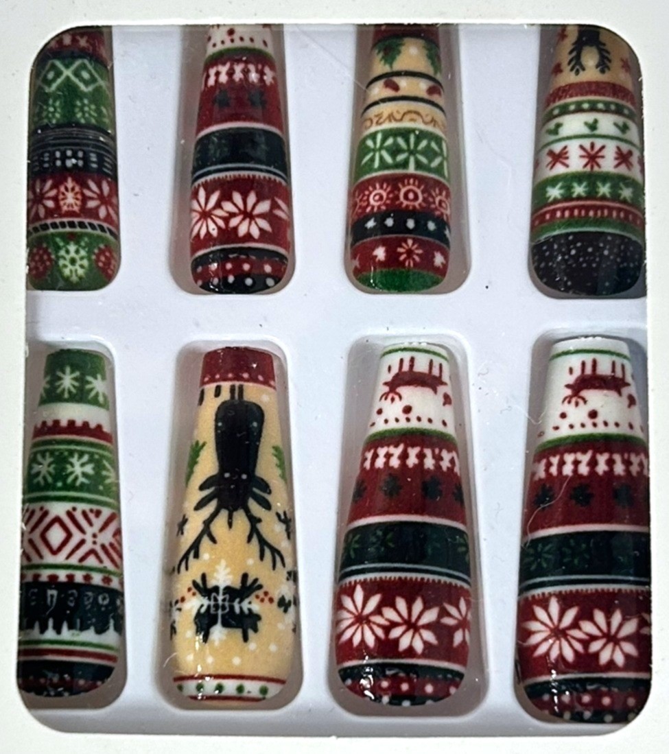 Christmas Press On Nails “YOUR CHOICE” Reindeer, Snowflake, Gingerbread, Lights