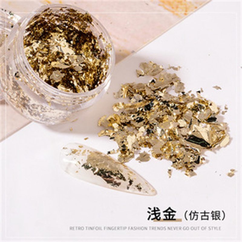 Gold Nail Stickers Sequins 3pcs Decorative Gold and Silver Shell Nail Polish