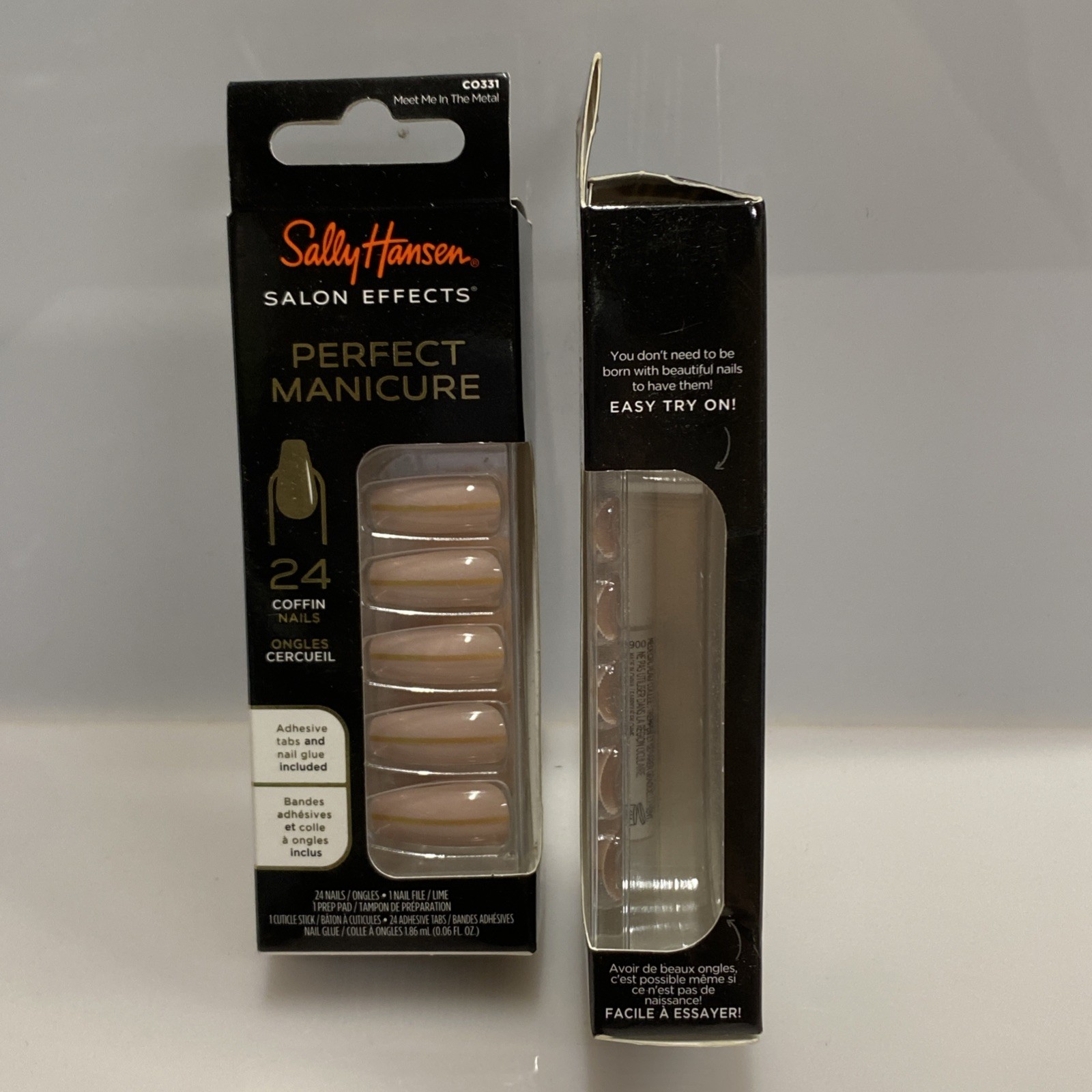 2 pack – Sally Hansen Perfect Manicure Meet Me in the Metal 24 nails in ea, Nude
