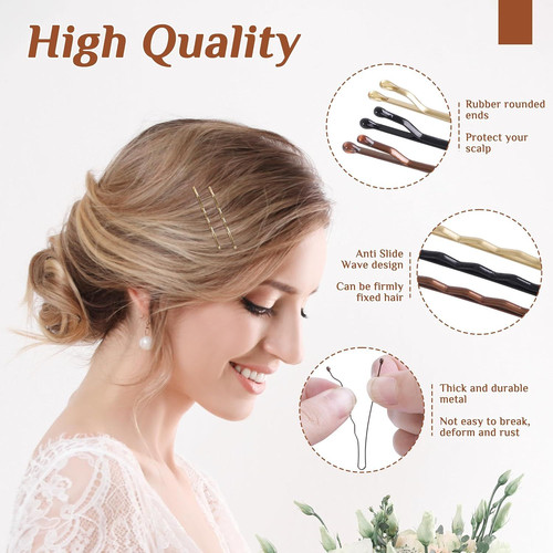 Bobby Pins 360 Pcs Brown Blonde Black Hair, 1 Count (Pack of 360), Gold/Brown