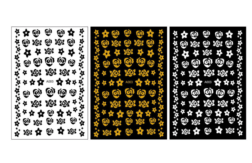 Black White Gold Rose Daisy Flower Drawing Line Flame Stickers 3D DIY NH19