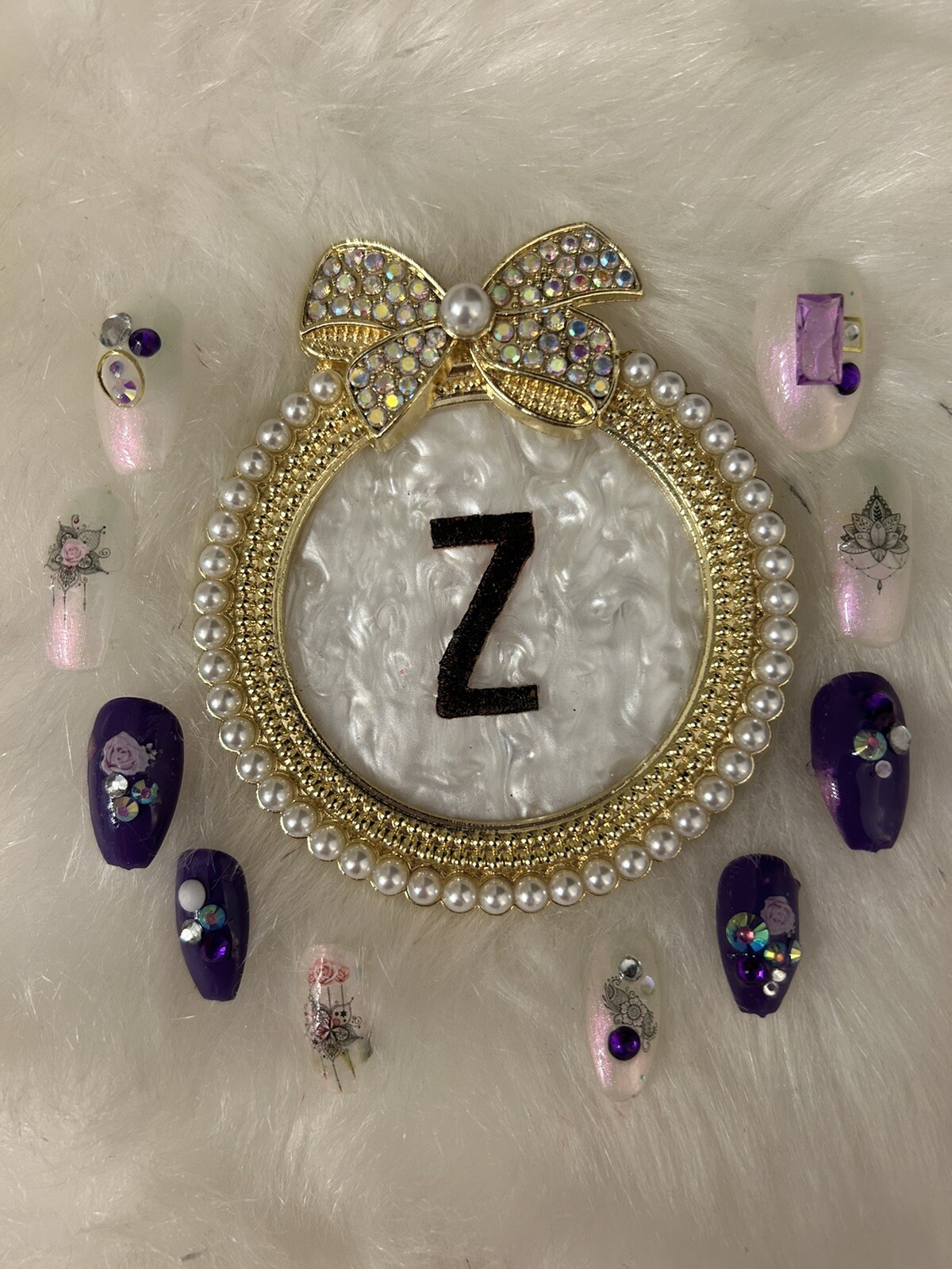 Z NAILZ! Gorgeous Set Of Handmade Medium Almond purple Press On Nails