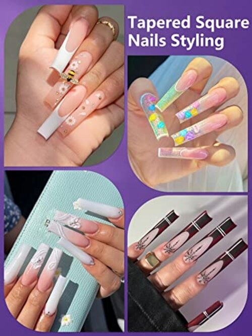 504PCS XXL Square No C Curve Nail Tips for 504Pcs clear half cover square