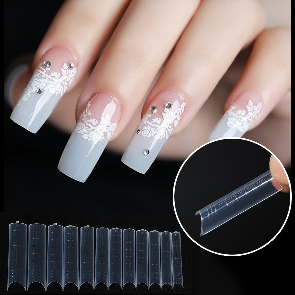 120un French Almond Dual Fake Nail Form Poly Gel System Acrylic DIY UV Art Mold