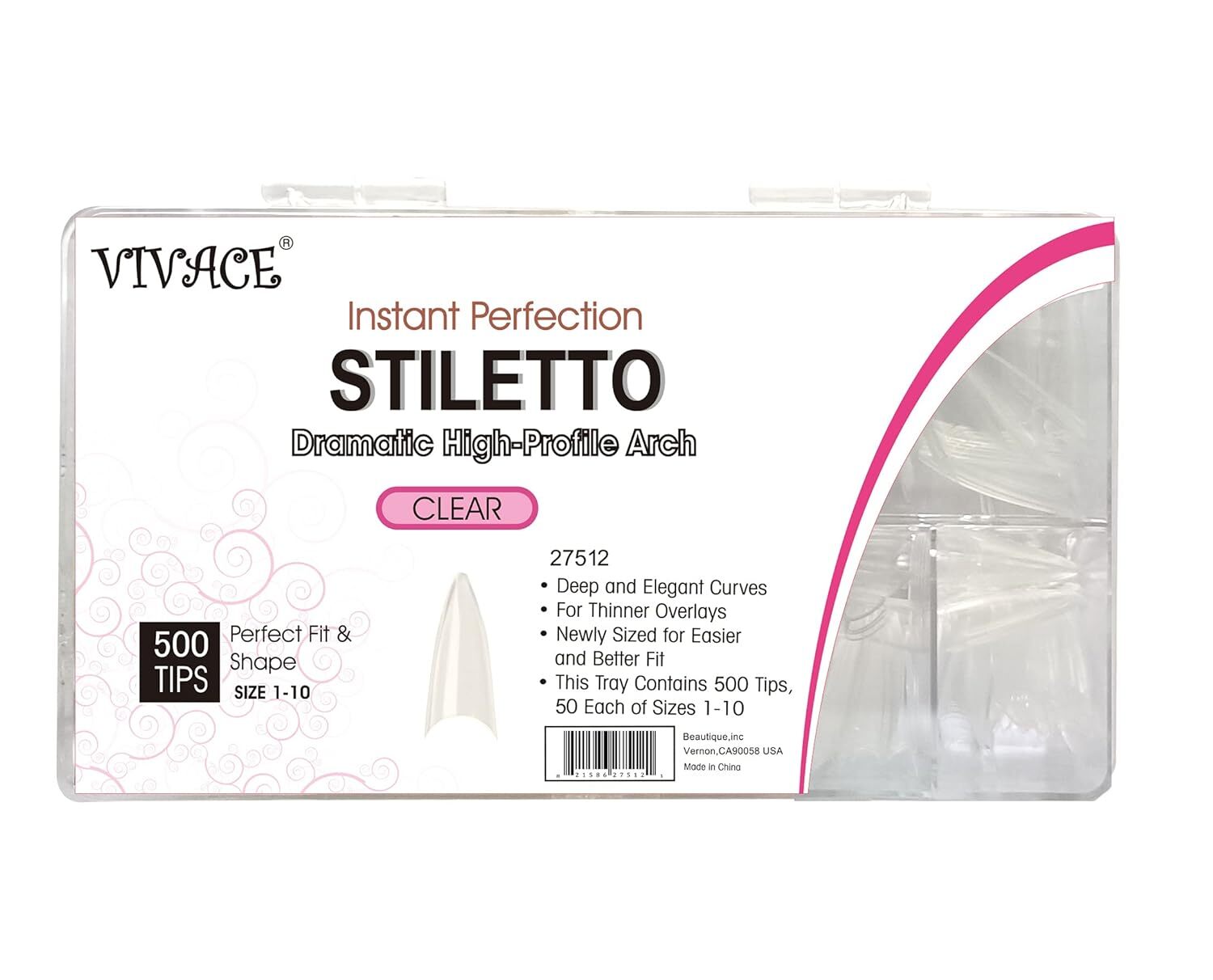 Puntas De Unas Postizas De Gel Postizas Acrilicas Clear Stiletto 500 Con Pla…