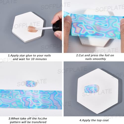 1 Box 10 Rolls Iridescent Nail Foil Sheets Holographic Nail Transfer Style 3