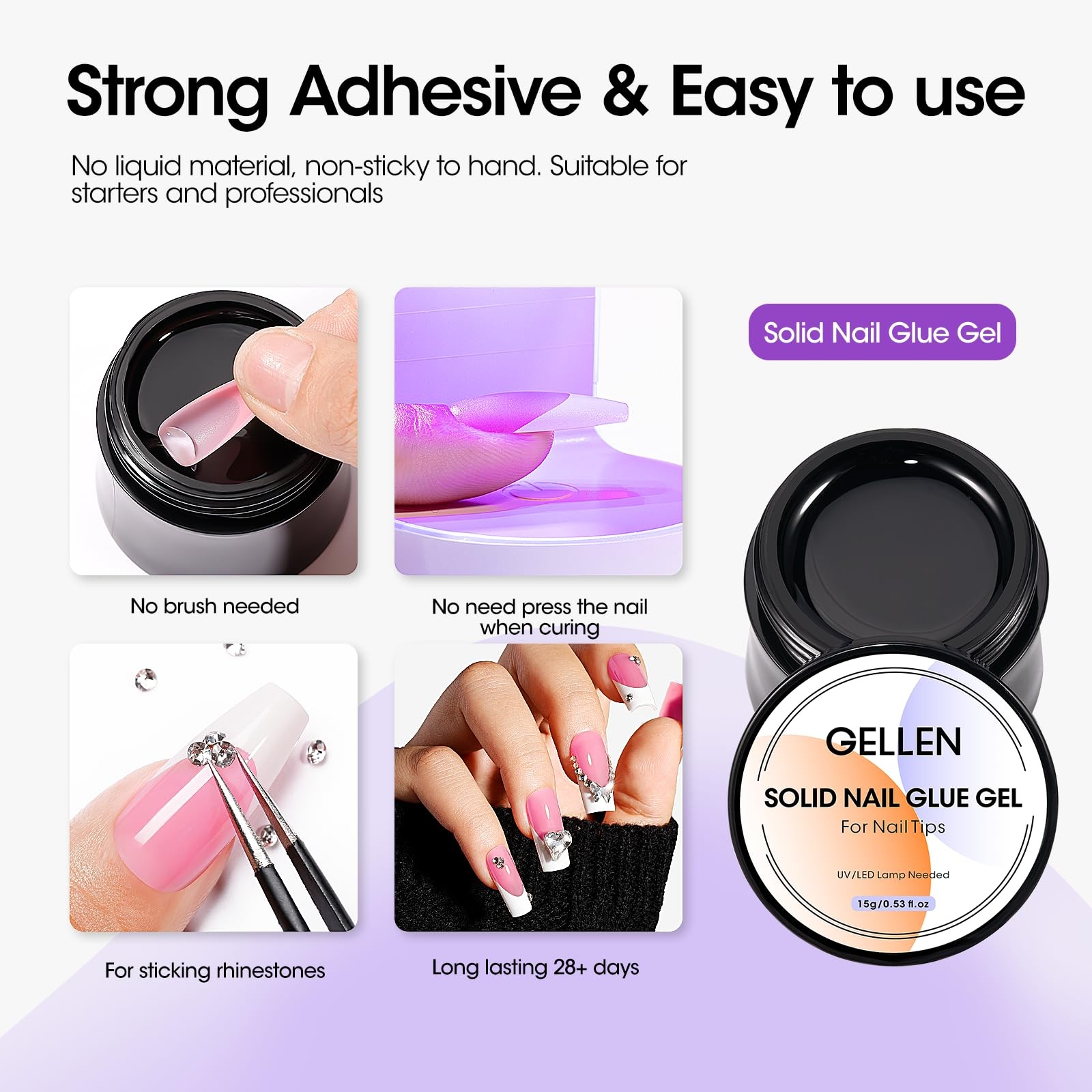 Gellen Pink French Tip Gel Nail Kit, 240PCS Short Square Press on Nails | Inc…