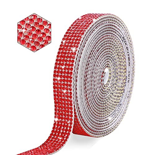 Self Adhesive Crystal Rhinestone Strips Diamond Ribbon Bling Gemstone Red