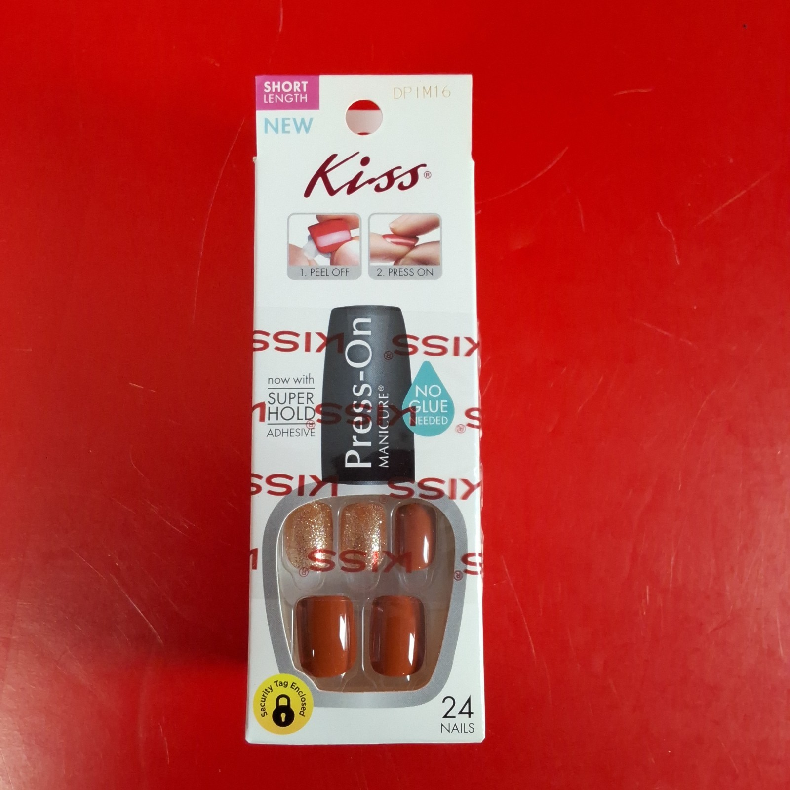 KISS Press on Nails Short Burnished Orange Brown Glossy Manicure Set of 3 Packs