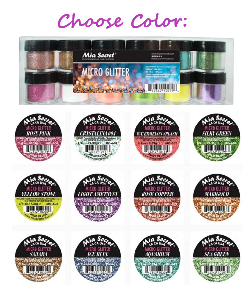 Mia Secret Nail Art Powder 12 Colors – MICRO GLITTER 0.25 oz – CHOOSE COLOR: