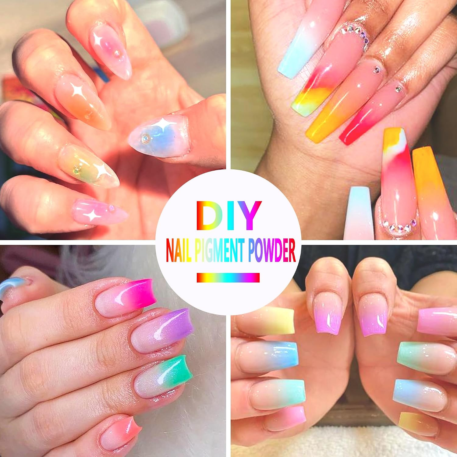 Neon Nail Pigment Set 10 Colors Ombre Nail Powder Solid Fluorescent Pigment Grad
