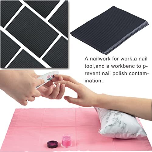 125PCS Disposable Nail Art Table Towels Mat 13″ X 17″ Waterproof 3 Ply Black