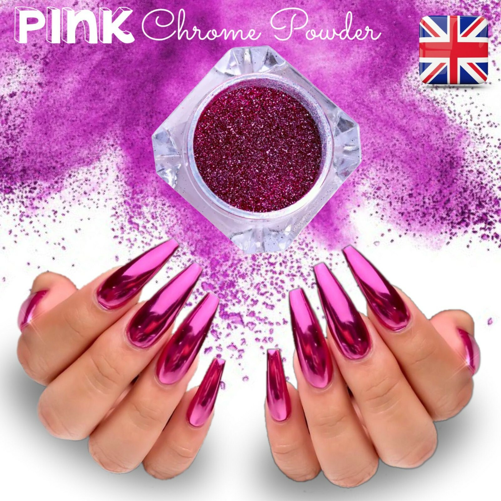 PINK NAIL MIRROR POWDER PLATINUM Rose Gold Chrome Nails Shining Pigment (y3)