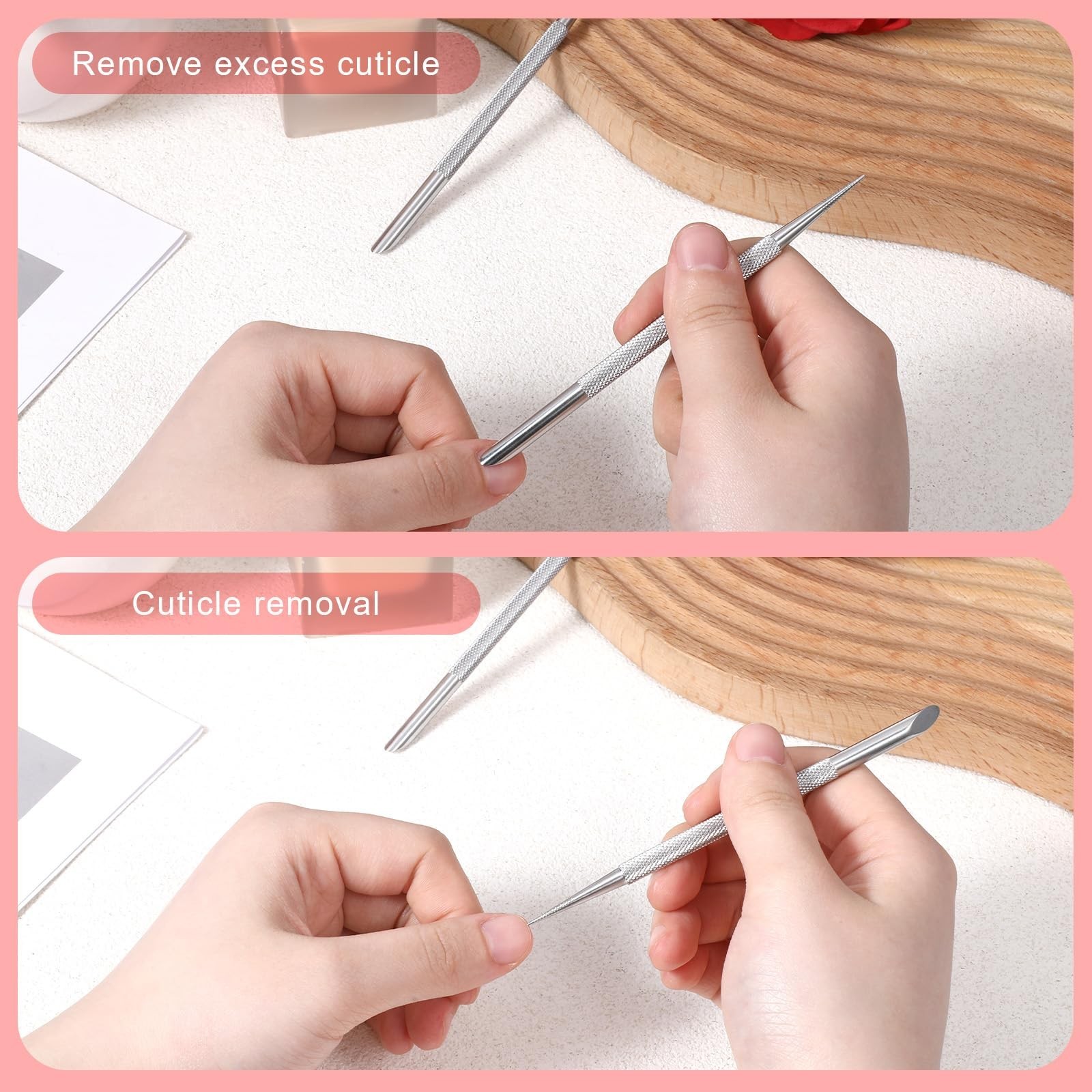 2 PCS Nail Cuticle Pusher Pen, Metal Double Ended Tools for Nails, Stainless …