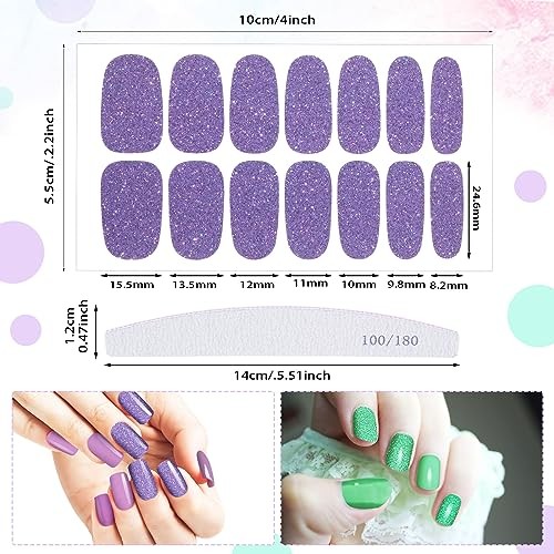 336 Pieces 24 Sheets Full Nail Stickers Wraps Polish Bright Style Bright Color