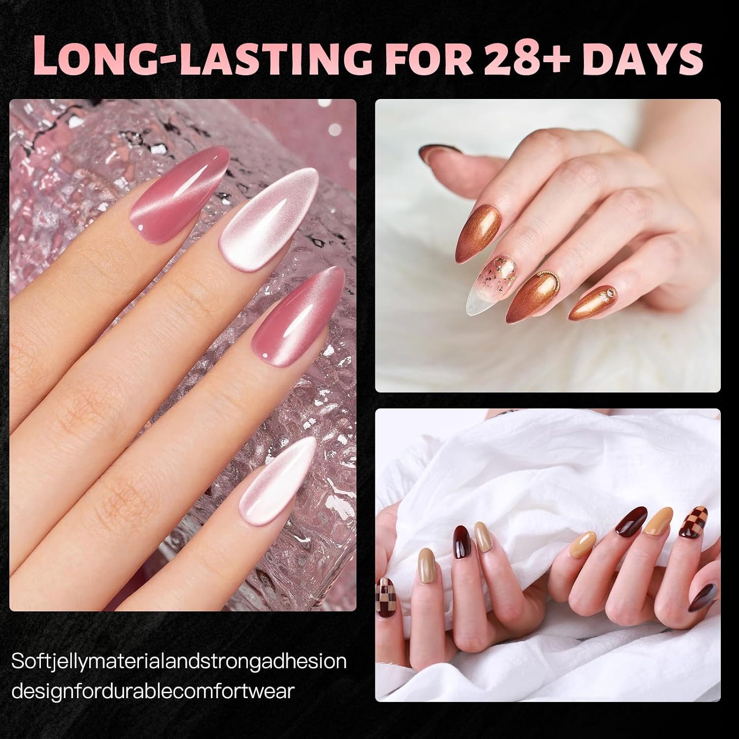 Medium Almond Gel Nail Tips, 240Pcs Pre Etched Clear Fake Nails Tips Almond Shap