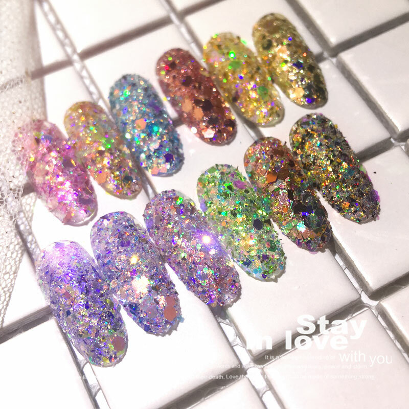 12 Colors Glitter Powder Dust Nail Art Nail Art Sequin 3D Decoration Manicure