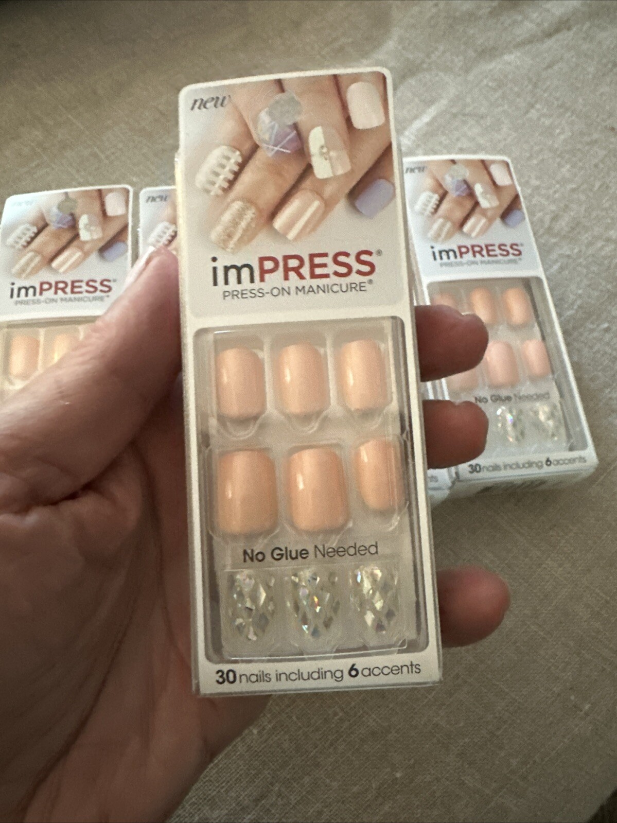 Kiss Impress Nails Light Pink Beige Press On Short Nails Lot Of 5 Boxes New!