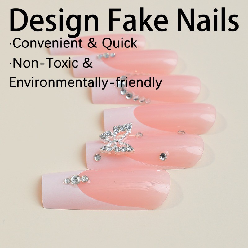 Press on Nail – Luxury Bare White, Extra Long Square Fake Nails, 48 Piece Set