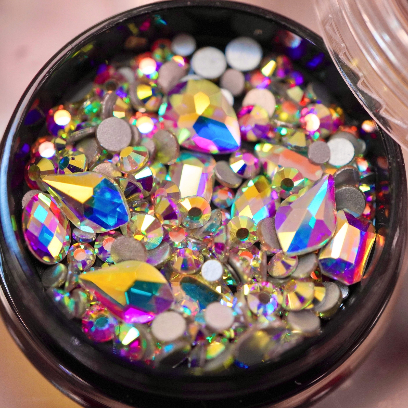 Multi-Color Diamond Crystals Flatback Glass Rhinestones Gems 3D Nail Art Decor