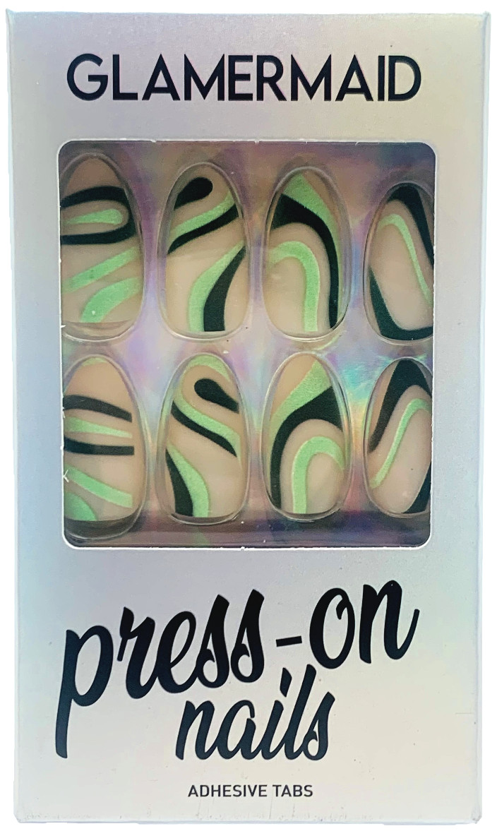Glamermaid Press-On Nails Adhesive Tab Mini Nail File Pad Manicure Almond Leaves