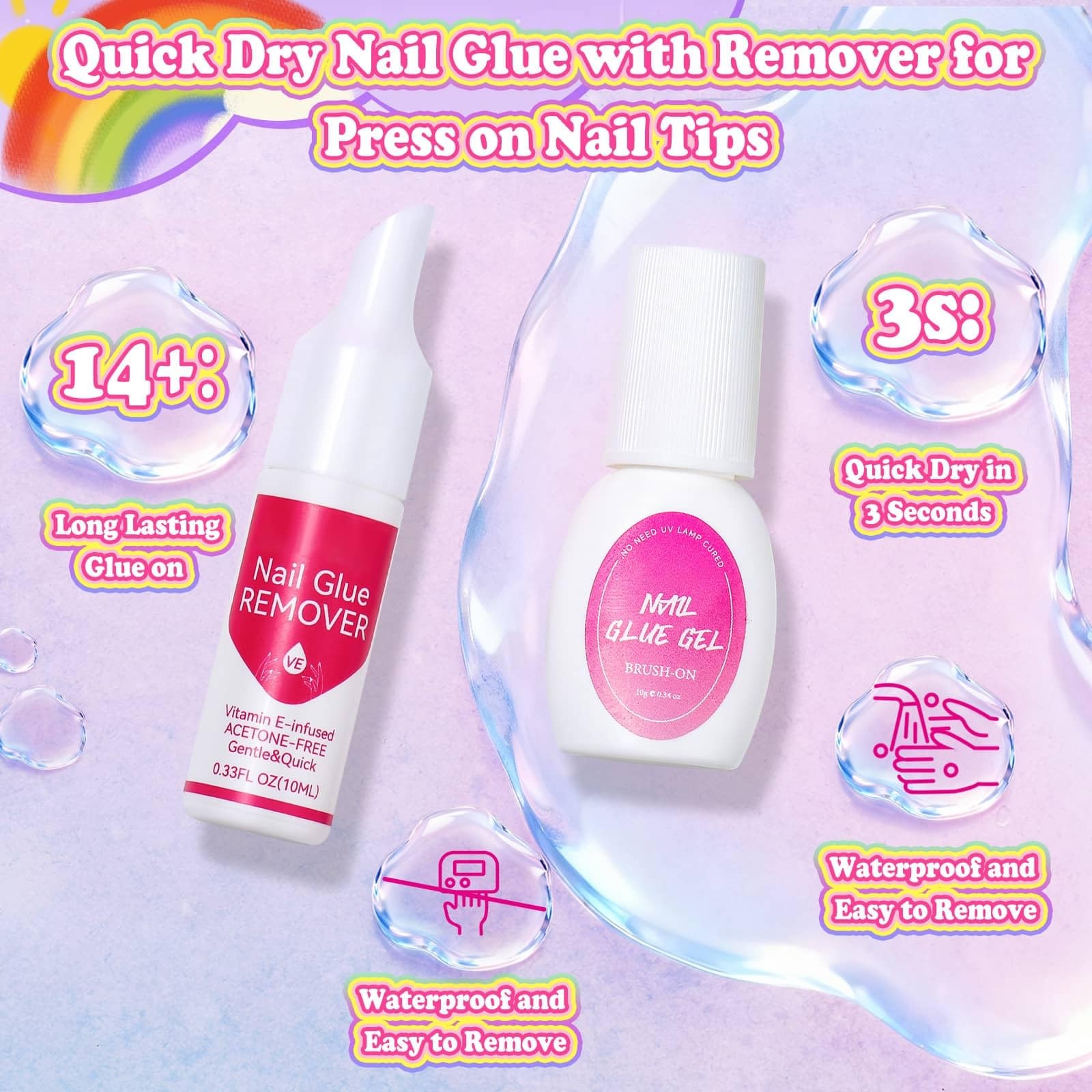 480 Pcs Kids Nails and Glue, Girls Press ons Nail Art Kit with Storage Case, …