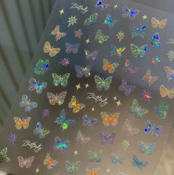 Nail Art Stickers Self Adhesive Sparkling Butterflies Women Girls Kids Party