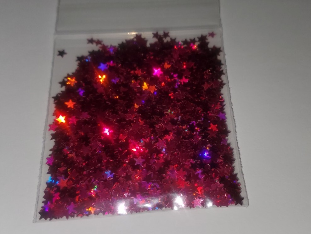 Holographic Red Dark Pink “Berry” Star Shape Glitter HOLO for nails, acrylic 3g