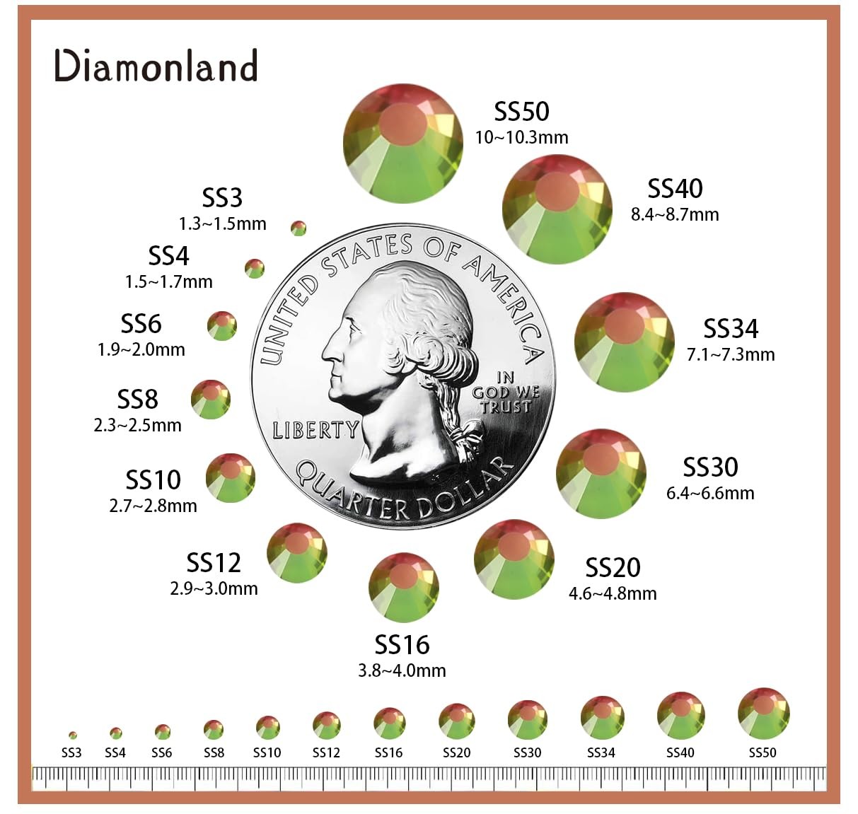 Diamonland Flatback Glass Crystal Rhinestones Rounds Gems for Bedazzling Nail…