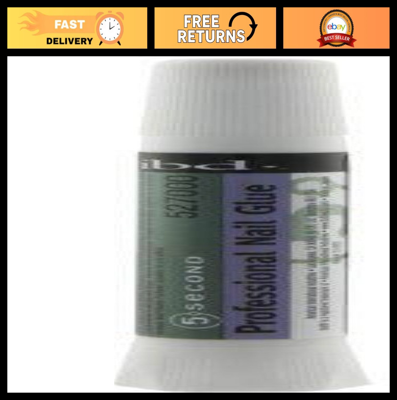 Professional Nail Glue 5 Second Drying Time, 0.07 oz – Pack of 6 for Strong Hold