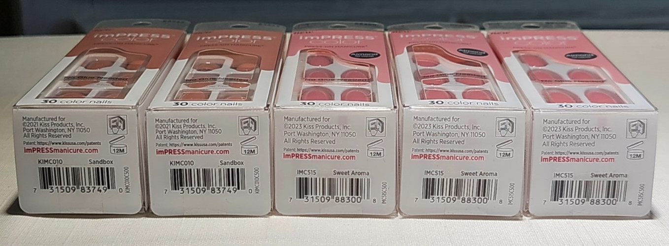 6 Brand New Boxes of Press-On Nails/5 imPRESS & 1 Olive & June – Variety (NEW)