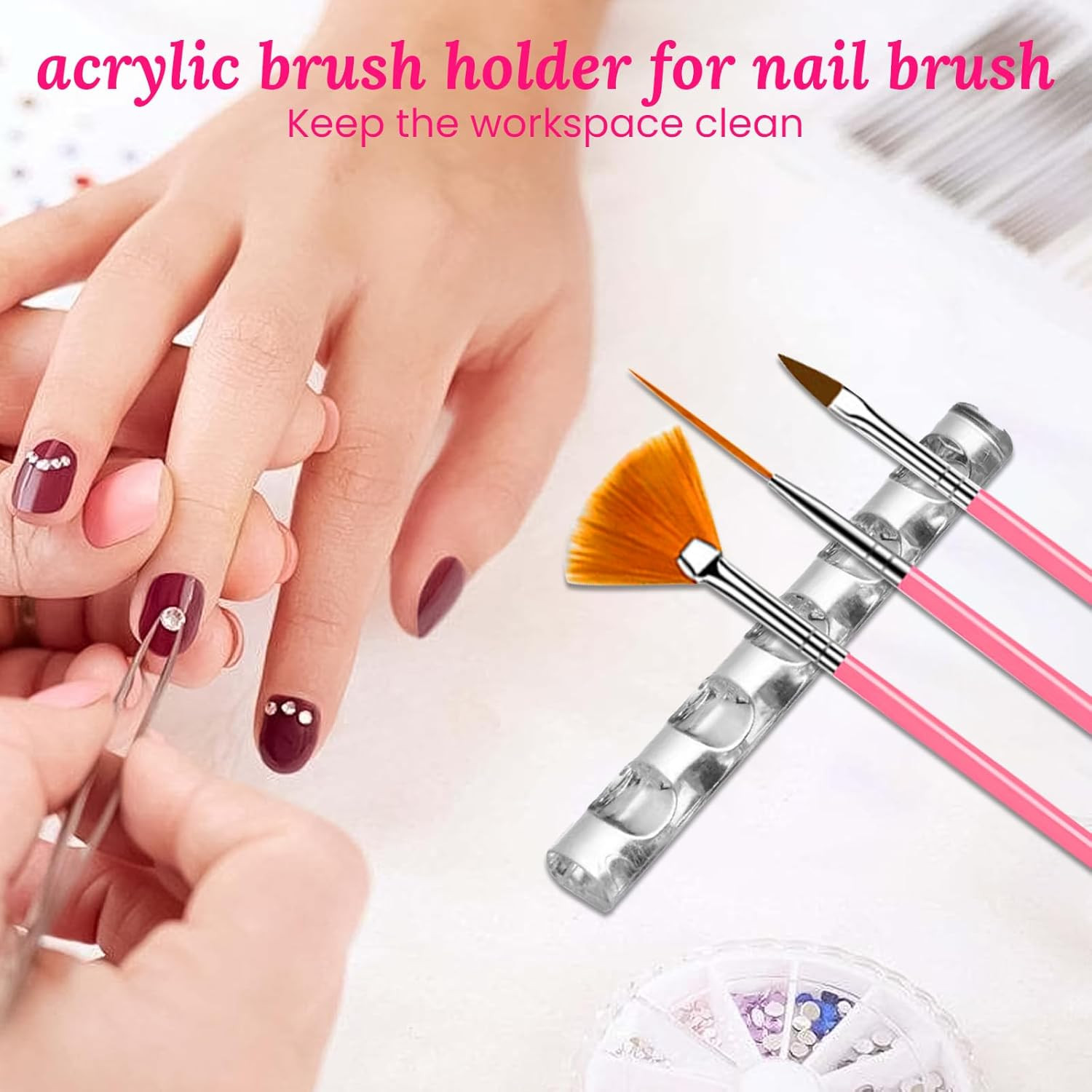 Nail Stand for Press on with Nail Art Brushes Nail Holder for Painting Practice