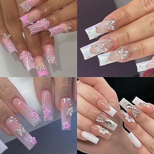 3D Flowers for Nails, 3D Flowers Nail Charms, Metal Butterfly butterfly-flowers