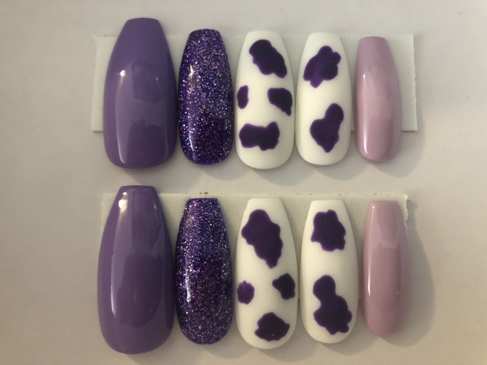 Purple Tones Cow Print Press On Nails