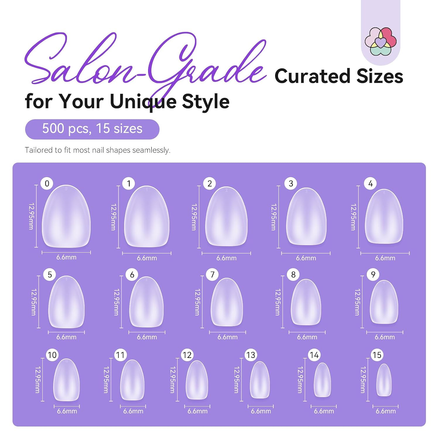 Advanced Gel Nail Kit Almond | 15 Sizes Extra Short Almond Nail Tips, Nail Drill