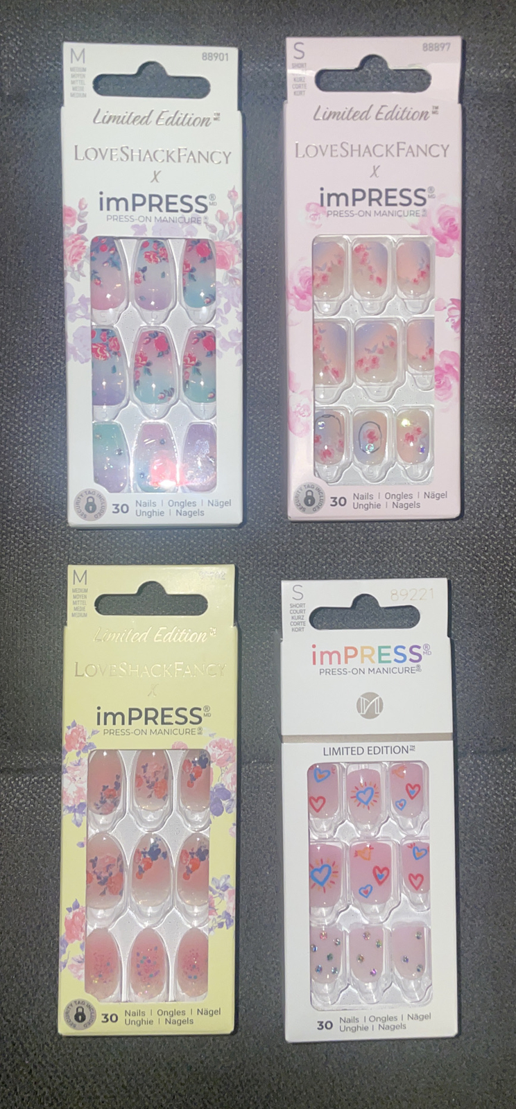 Kiss IMPRESS💅Lot Of 4 Boxes PRESS ON NAILS Limited Edition SUNKISSED PEACH&More
