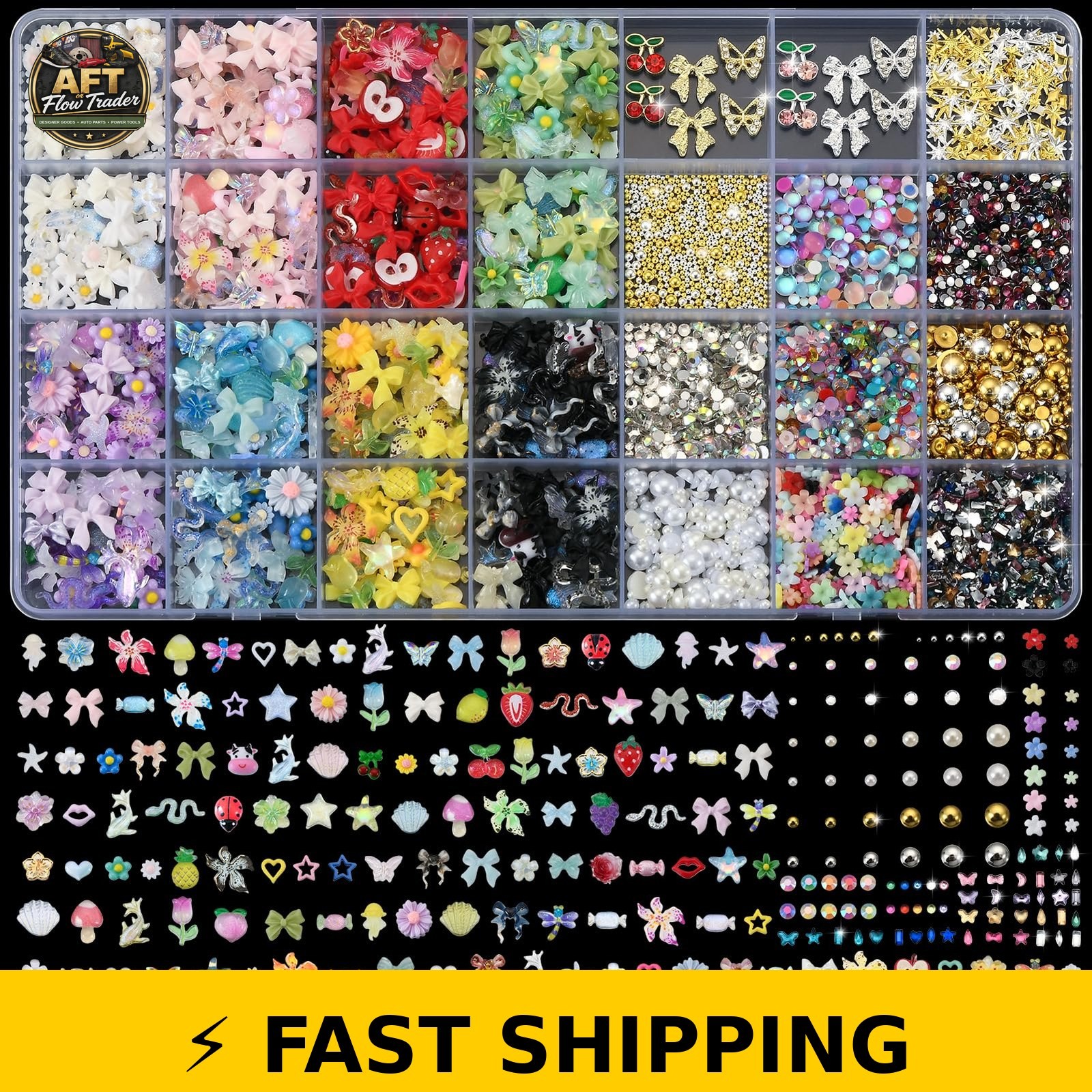 OPMADM 9000 Pcs 3D Nail Charms Design Kit – 110 Styles