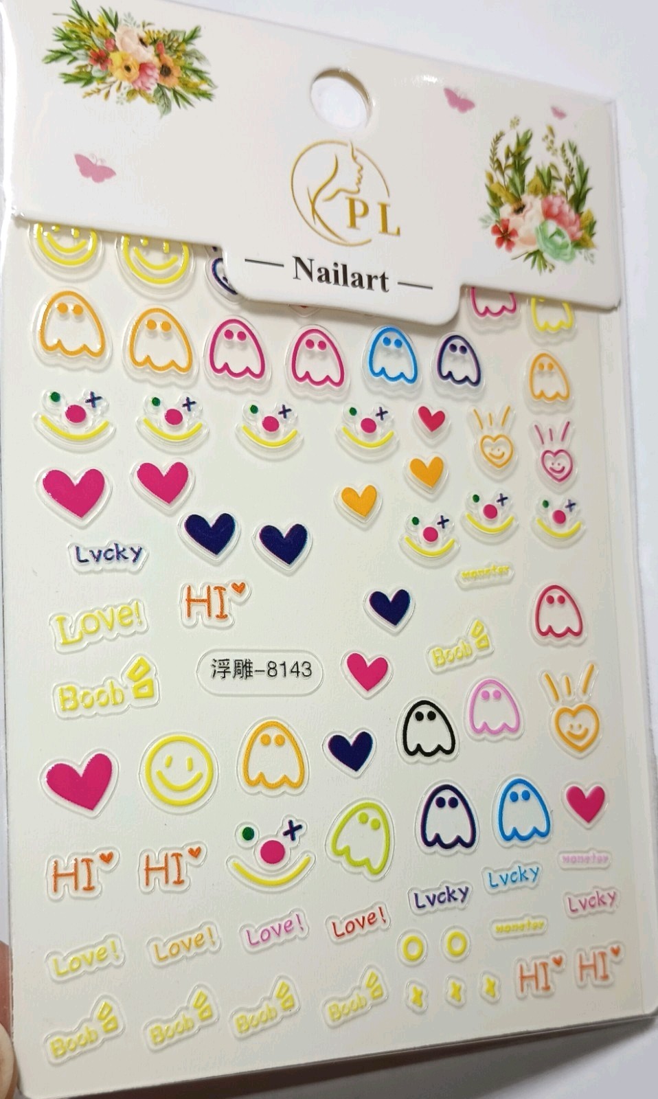 5D Embossed Art Nails Face Phone Stickers Women Girls Nail Art Decoration DIY